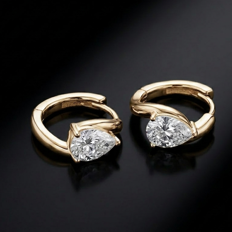 1.6 CT Pear Moissanite Studs in 9K Gold/925 Silver |WOKE