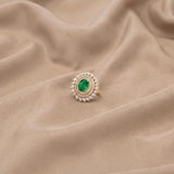 Lab Grown Emerald & Moissanite Ring in 9K Gold/925 Silver |WOKE