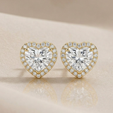 1 CT Heart Moissanite Studs in 9K Gold/925 Silver |WOKE