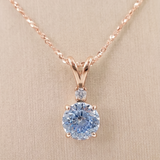 8 MM Blue Portugese Cut Moissanite Pendant in 9K Gold/925 Silver |WOKE