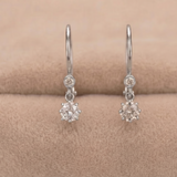 3 CT Old Mine Cut Bezel Set Ear-rings in 9K Gold/925 Silver |WOKE