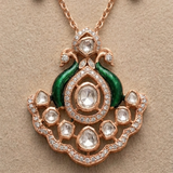 Peacock Polki fusion necklace