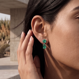 Lab Grown Emerald Ear-rings in 9K Gold/925 Silver |WOKE