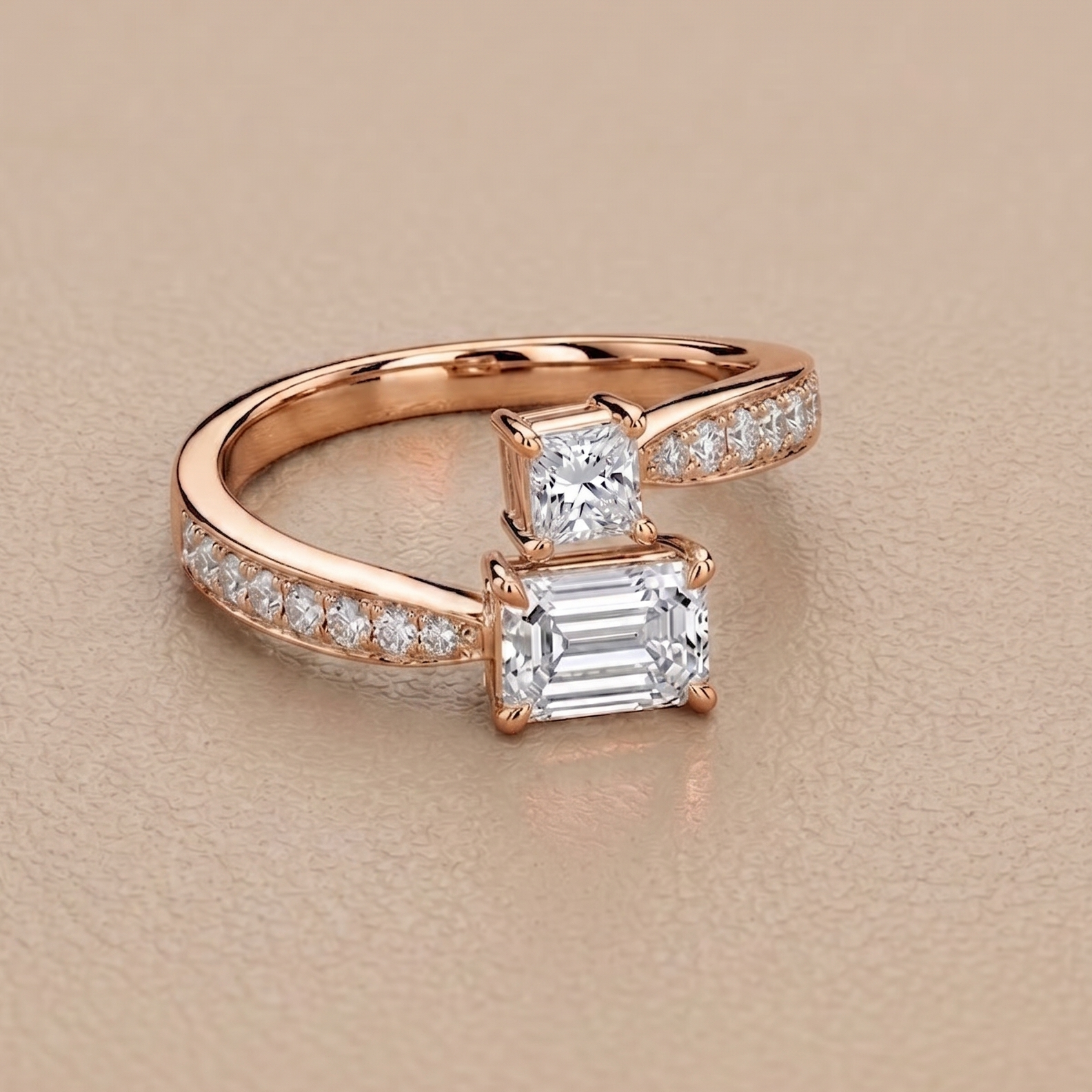 1.65 CT Emerald Cut Ring in 9K Gold/925 Silver |WOKE