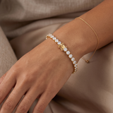 5 MM Portugese Cut Moissanite Bracelet in 9K Gold/925 Silver |WOKE