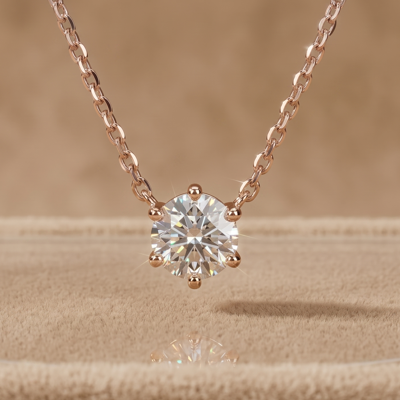 0.5 CT Round Moissanite Pendant in 9K Gold/925 Silver |WOKE