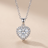 1 CT Heart Heart Moissanite Pendant in 9K Gold/925 Silver |WOKE
