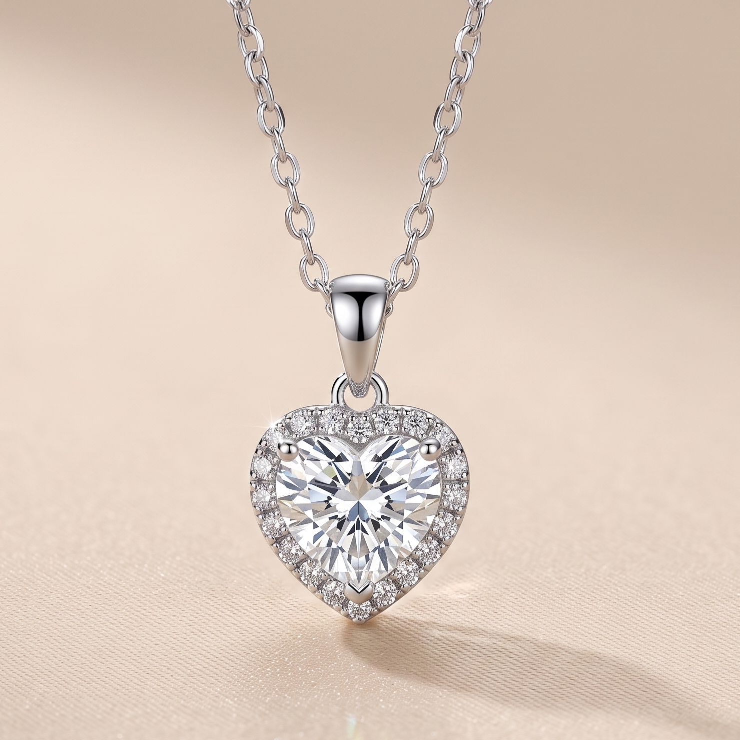 1 CT Heart Heart Moissanite Pendant in 9K Gold/925 Silver |WOKE