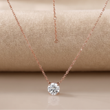 3 CT Round Moissanite Pendant in 9K Gold/925 Silver |WOKE