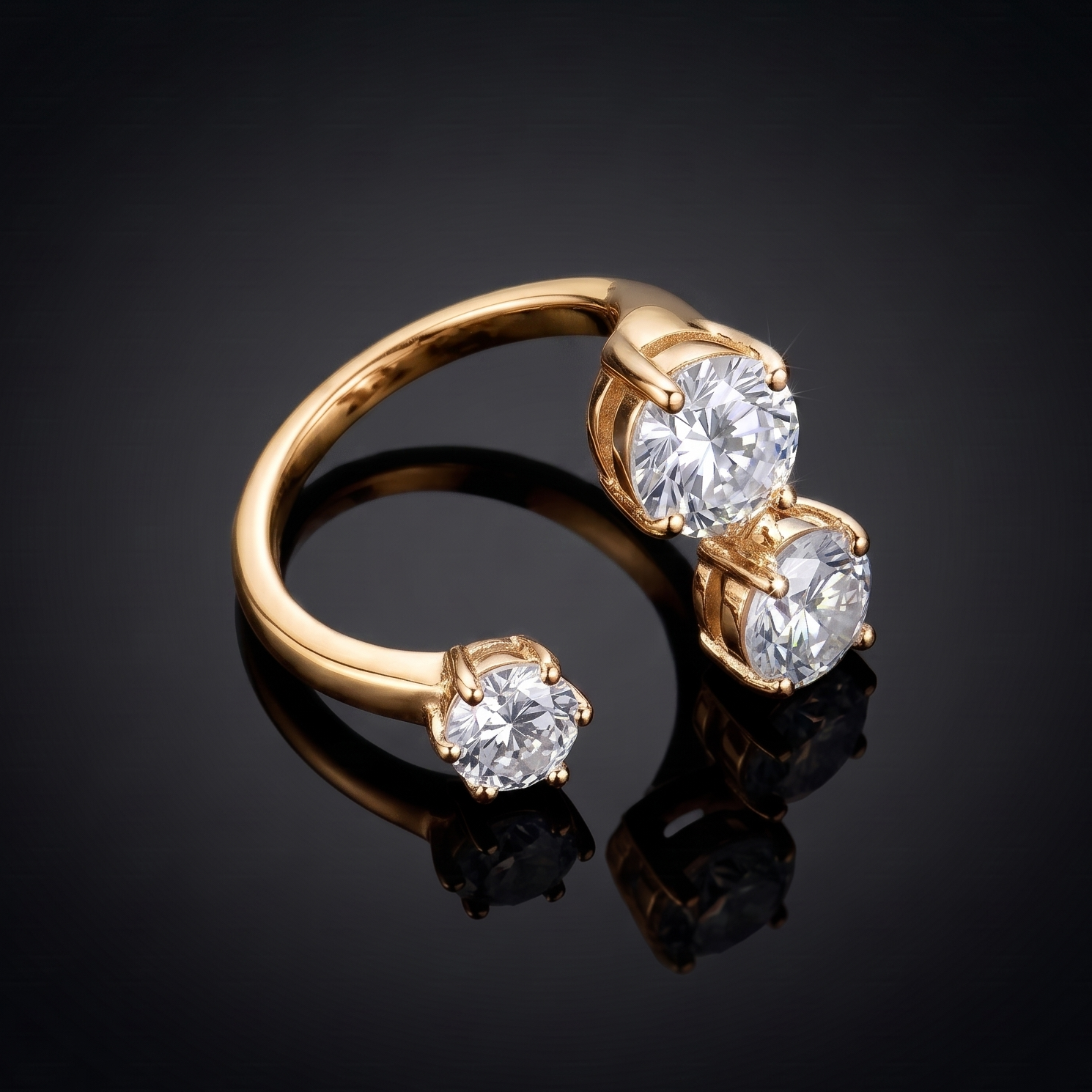 2.5 CT Round Moissanite Ring in 9K Gold/925 Silver