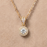 3 CT Round Moissanite Pendant in 9K Gold/925 Silver |WOKE