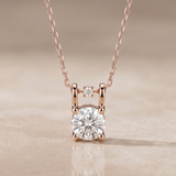 1 CT Round Moissanite Pendant in 9K Gold/925 Silver |WOKE