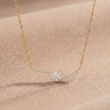 2 CT Round Moissanite Pendant in 9K Gold/925 Silver |WOKE