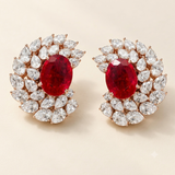 Lab Grown Rubies & Moissanite studs in 925 Silver |WOKE