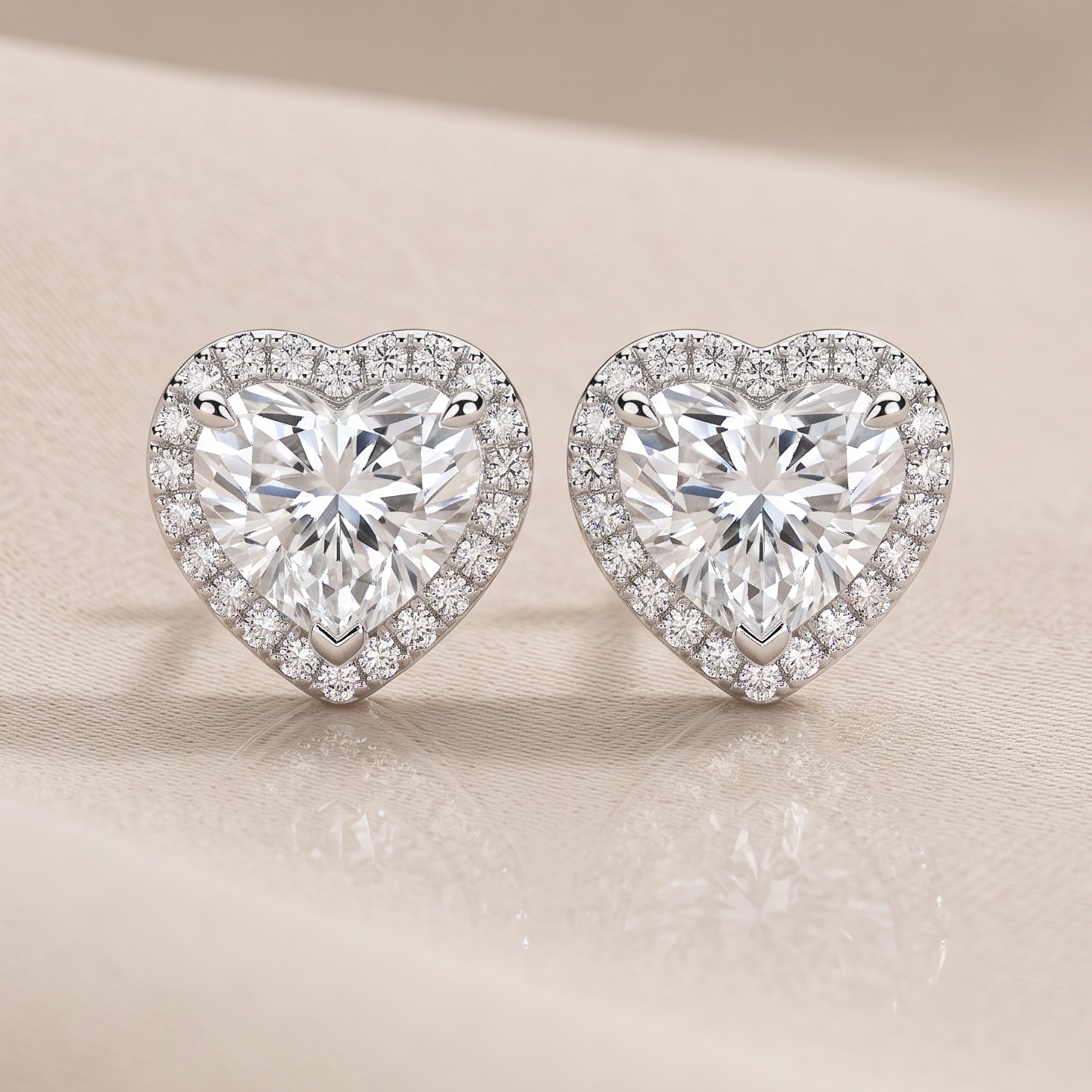 1 CT Heart Moissanite Studs in 9K Gold/925 Silver |WOKE