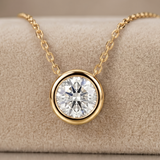 1.5 CT Round Moissanite Bezel Set Pendant in 9K Gold/925 Silver |WOKE