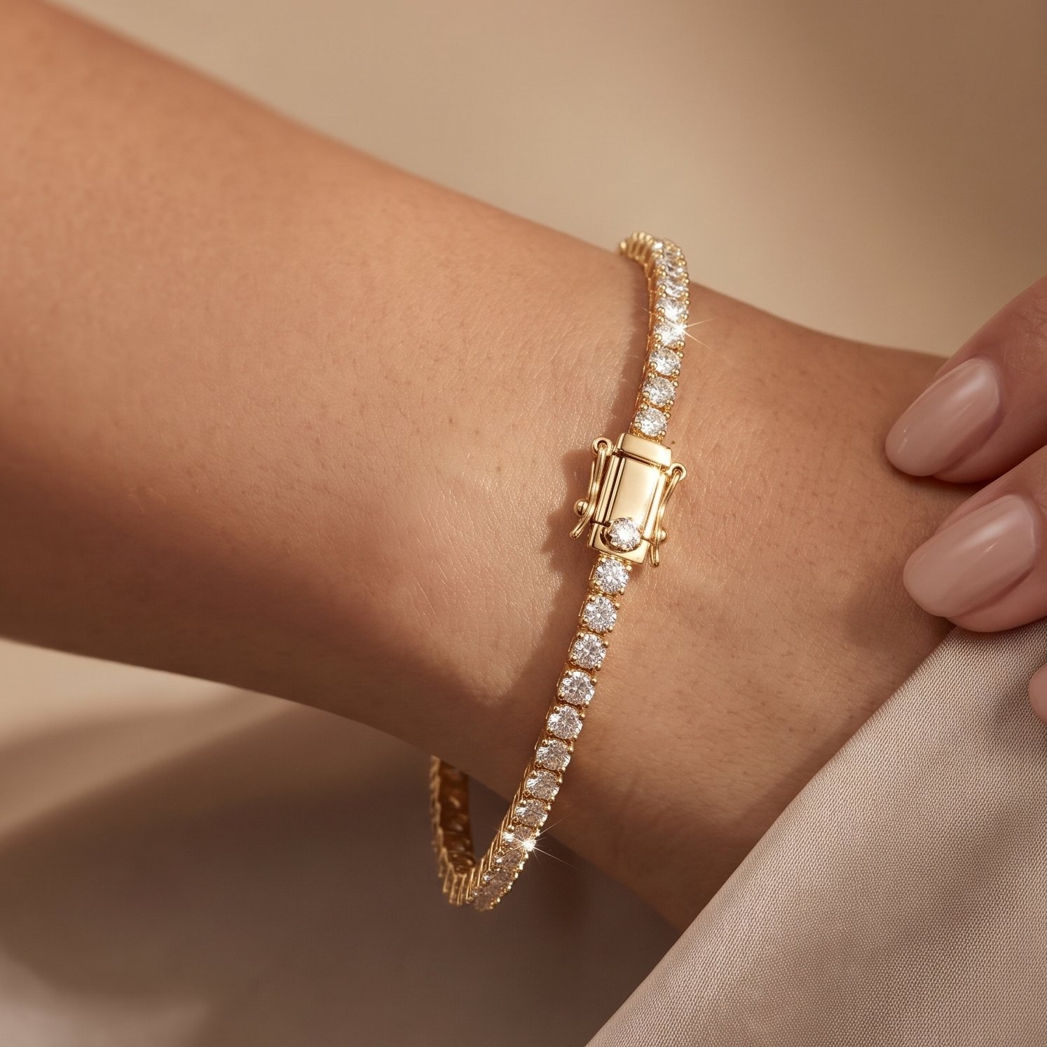 5 CT Round Moissanite  Bracelet in 9K Gold/925 Silver |WOKE