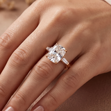 3 CT Old Mine Cut Ring with Side Baguettes in 9K Gold/925 Silver |WOKE