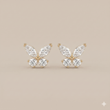 2.4 CT Round & Marquise Moissanite Studs in 9K Gold/925 Silver |WOKE