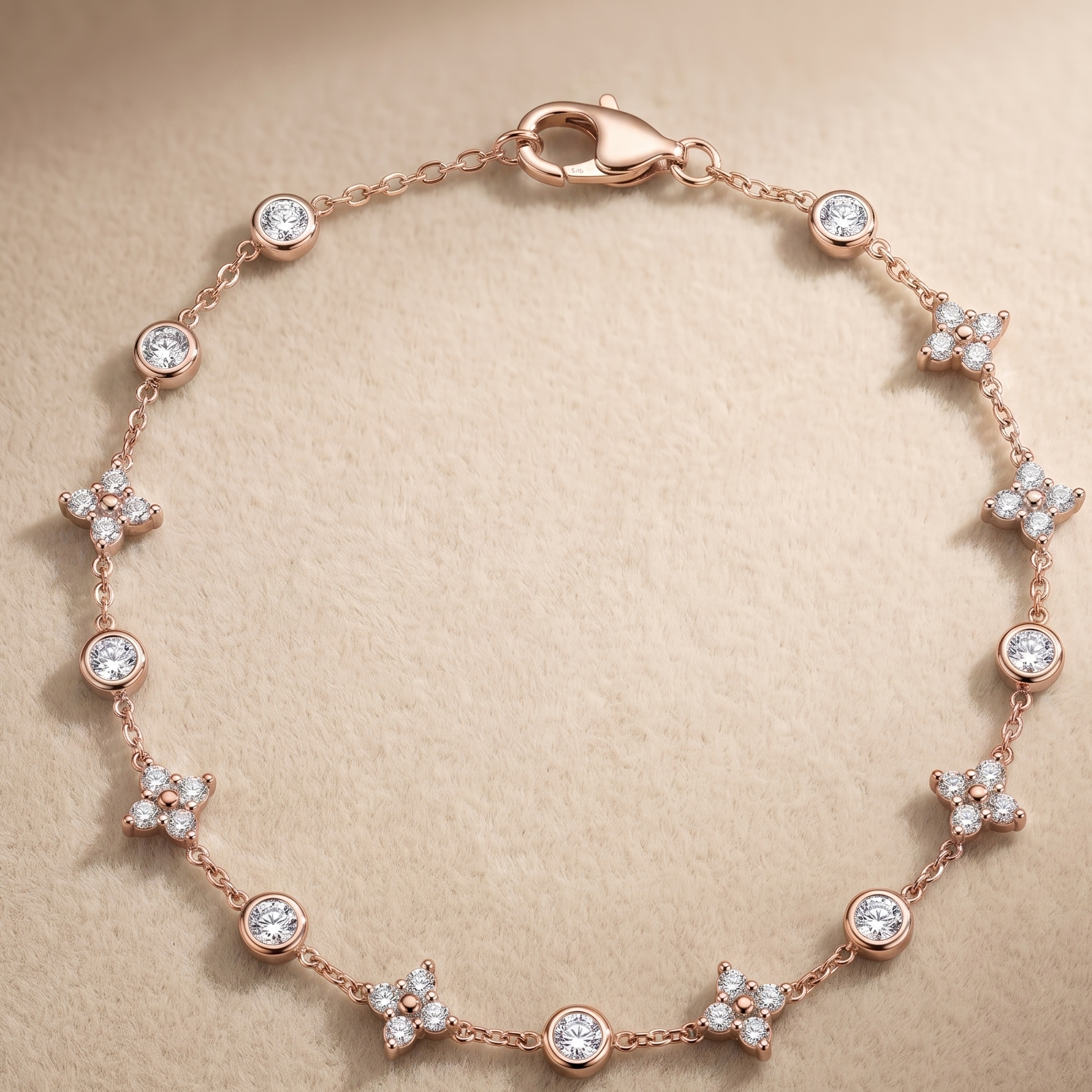 1.28 CT Charms Bracelet in 9K Gold/925 Silver |WOKE
