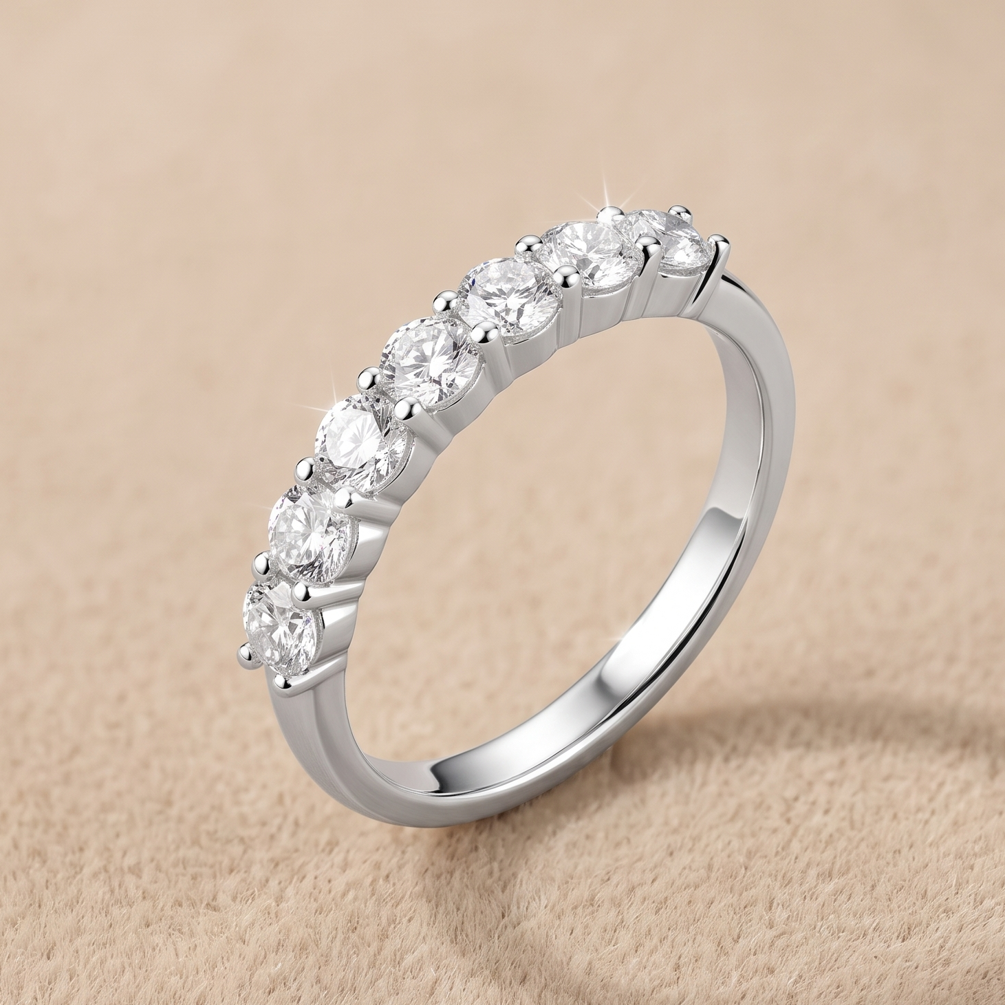 0.7 CT Round Moissanite Ring in 9K Gold/925 Silver