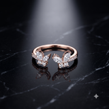 0.835 CT Round & Marquise Moissanite Ring in 9K Gold/925 Silver |WOKE