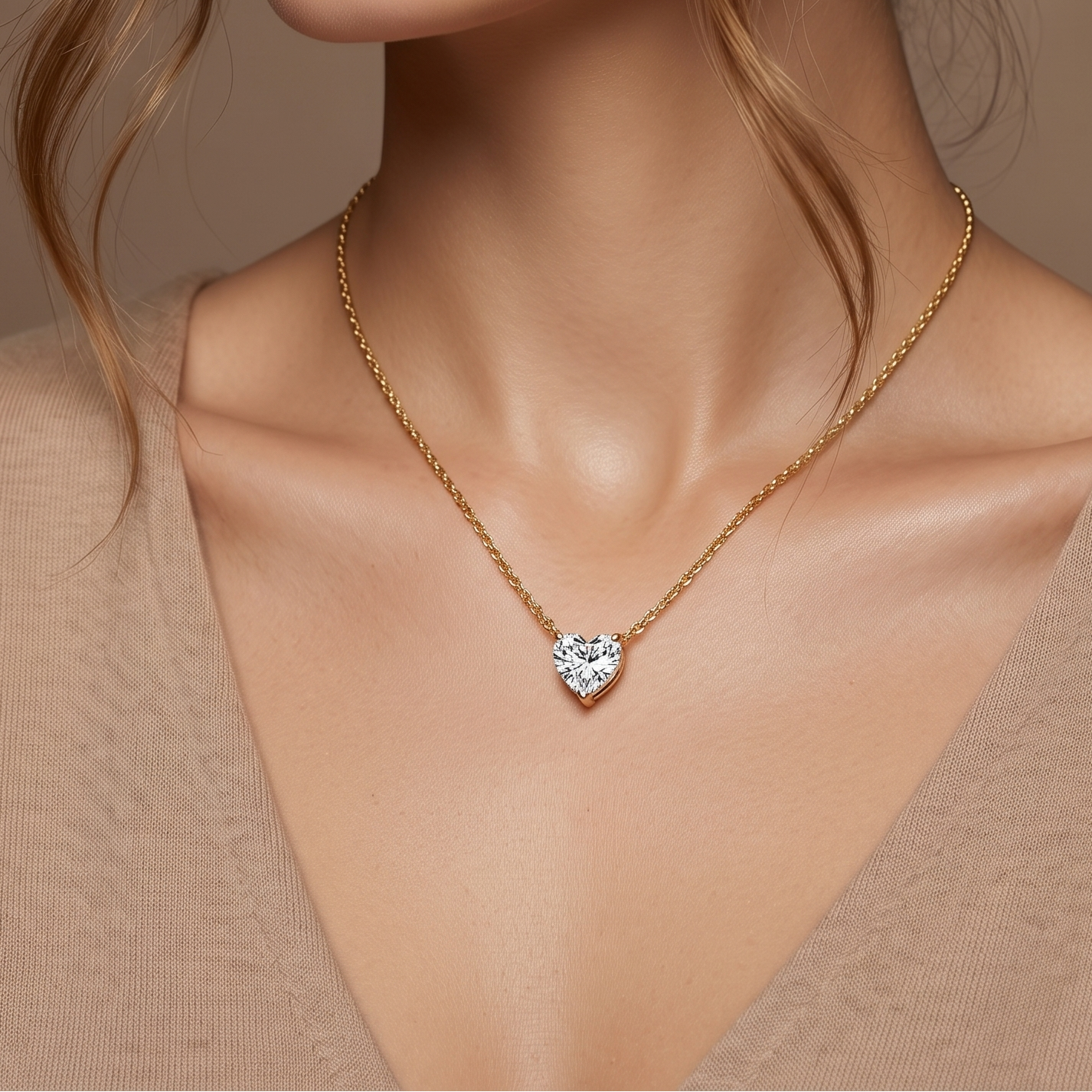 0.3 CT Heart Moissanite Pendant in 9K Gold/925 Silver |WOKE