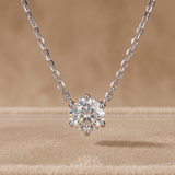 0.5 CT Round Moissanite Pendant in 9K Gold/925 Silver |WOKE