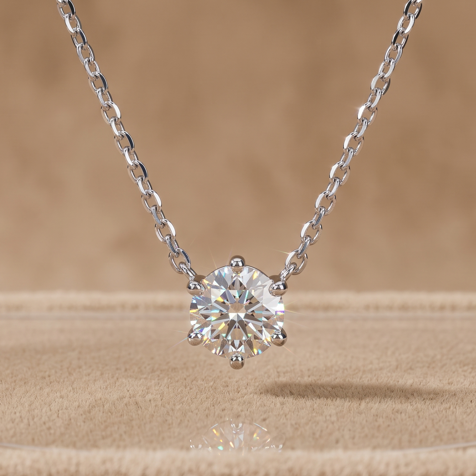 0.5 CT Round Moissanite Pendant in 9K Gold/925 Silver |WOKE