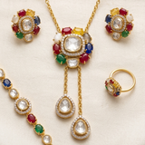 Navratan Necklace chain in Polki