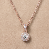 3 CT Round Moissanite Pendant in 9K Gold/925 Silver |WOKE