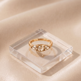 3 stone old mine  & pear cut ring in 9K Gold/925 Silver |WOKE