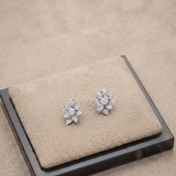7 CT Round Floral Theme Moissanite Studs in 9K Gold/925 Silver