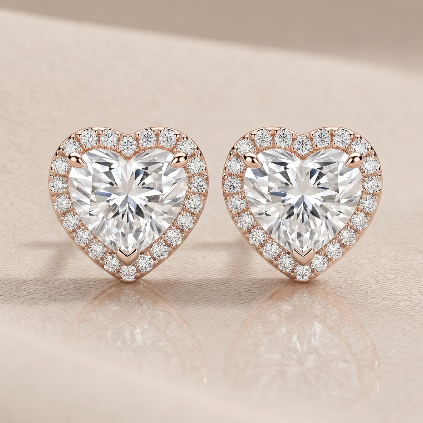 1 CT Heart Moissanite Studs in 9K Gold/925 Silver |WOKE