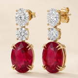 Lab Grown Rubies & Moissanite studs in 925 Silver |WOKE