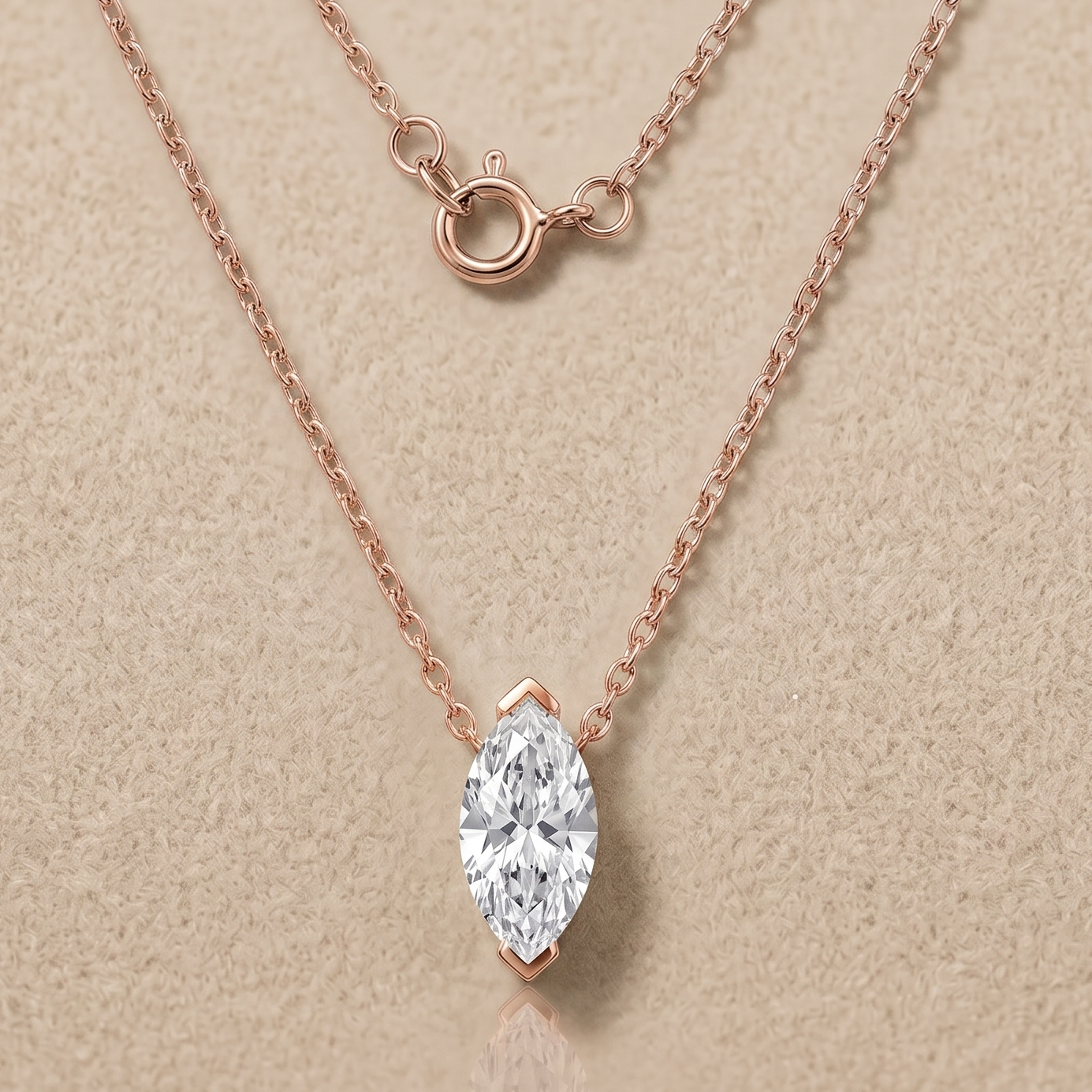 1 CT Marquise Moissanite Pedant in 9K Gold/925 Silver |WOKE