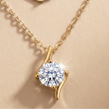 2CT Round Moissanite Pendant in 9K Gold/925 Silver |WOKE