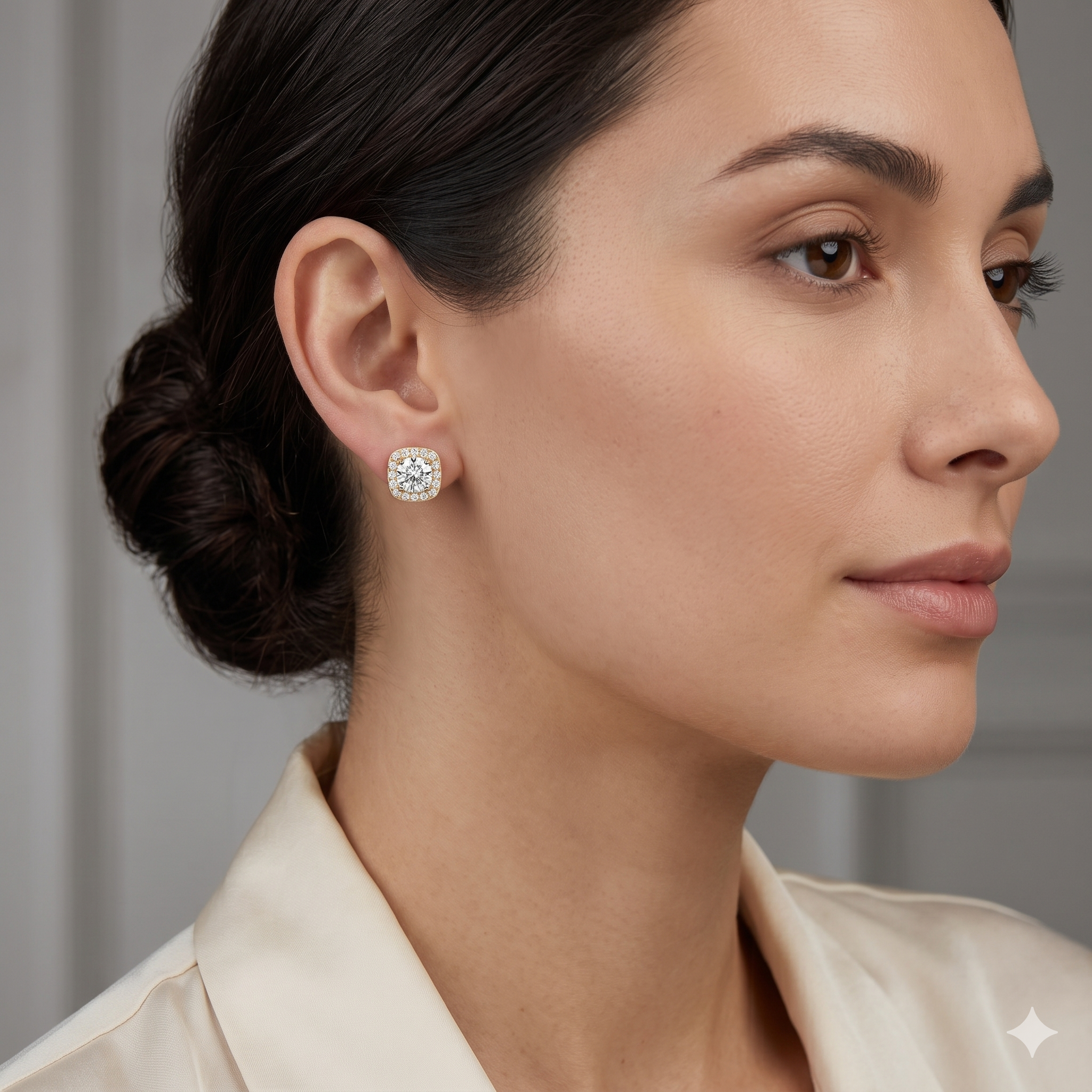 1 CT Round Moissanite Studs in 9K Gold/925 Silver