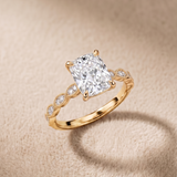 2 CT Radiant Cut Moissanite Ring in 9K/14K Gold |WOKE