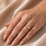3 stone old mine  & pear cut ring in 9K Gold/925 Silver |WOKE