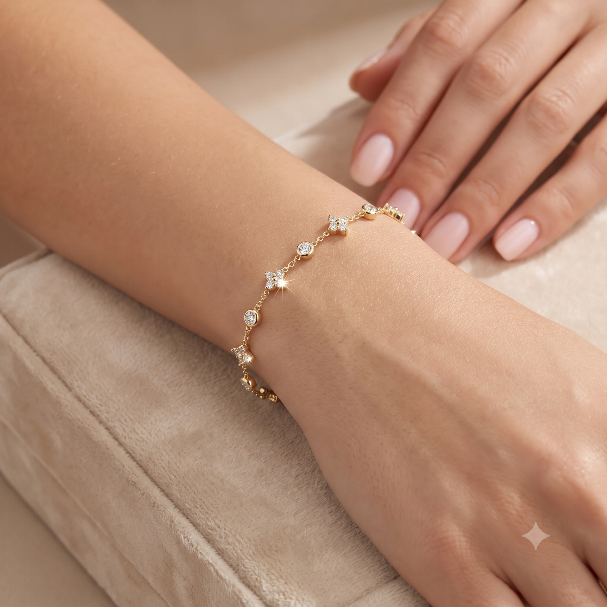 1.28 CT Charms Bracelet in 9K Gold/925 Silver |WOKE