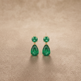 Lab Grown Emerald Ear-rings in 9K Gold/925 Silver |WOKE