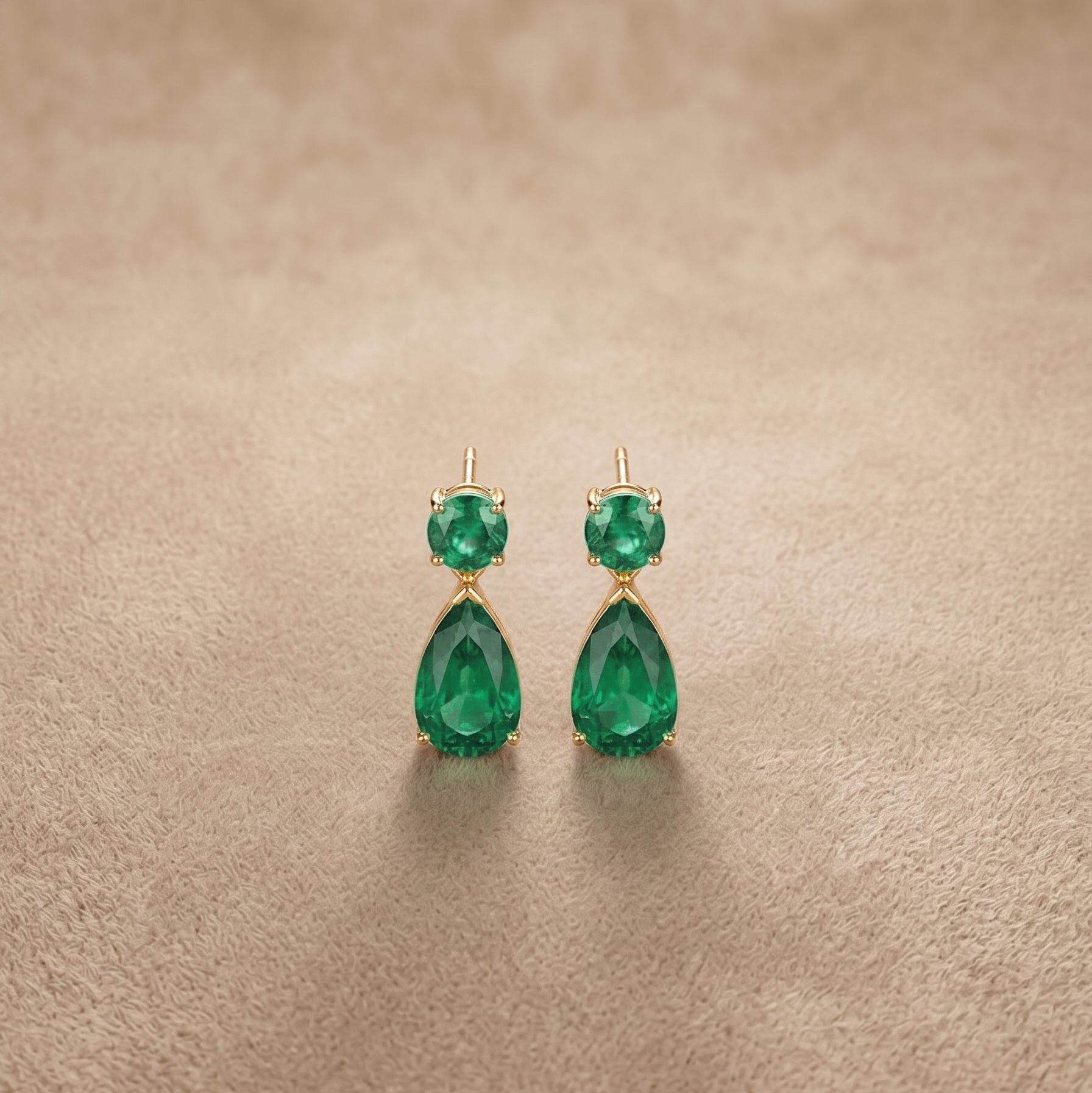 Lab Grown Emerald Ear-rings in 9K Gold/925 Silver |WOKE