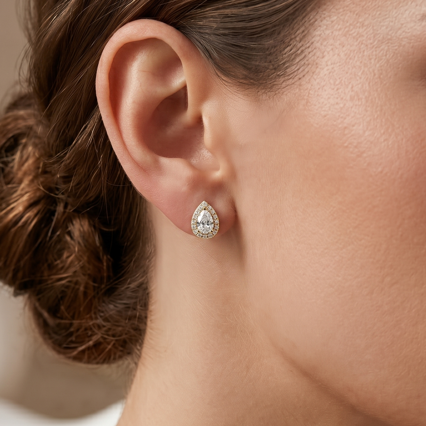 2 CT Pear Cut Moissanite Studs in 9K Gold/925 Silver |WOKE