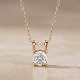 1 CT Round Moissanite Pendant in 9K Gold/925 Silver |WOKE