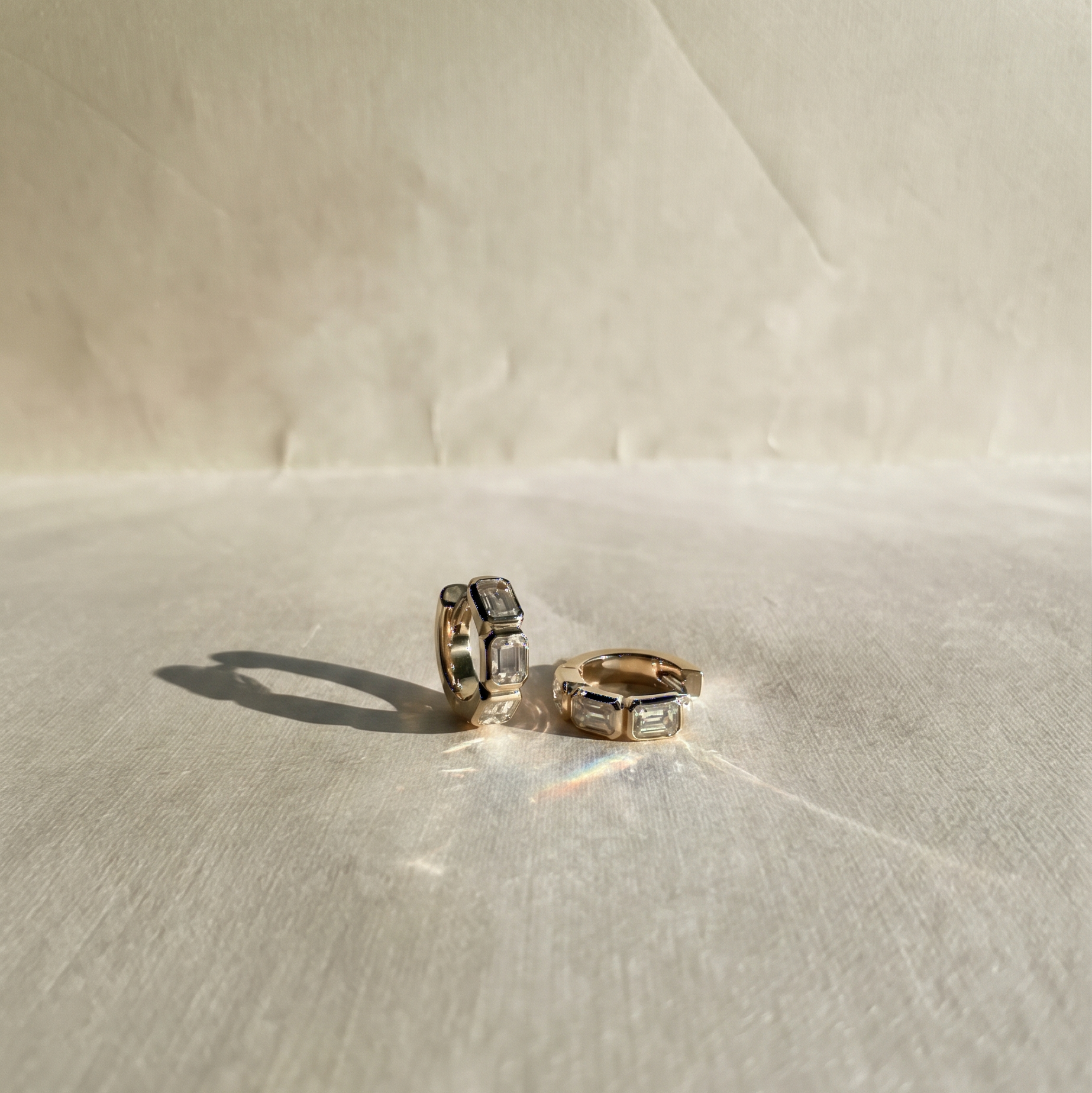 2 CT Emerald Cut  Studs in 925 Silver/9K Gold  |WOKE