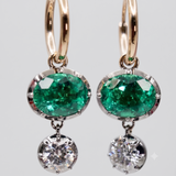 Lab Emerald Ear-rings in 9K Gold/925 Silver |WOKE