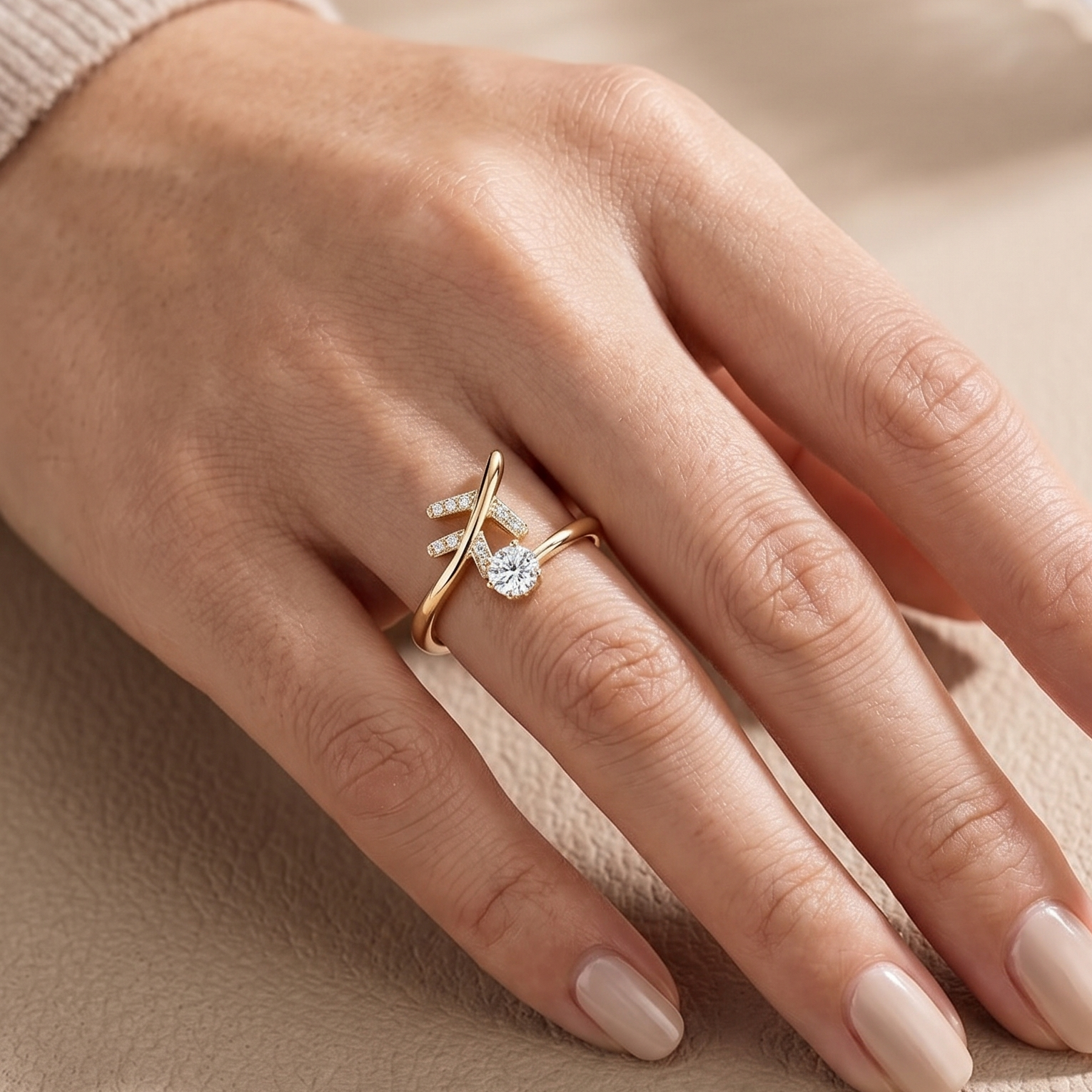 0.13 CT Round Moissanite Ring in 9K Gold/925 Silver |WOKE