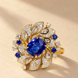 3 CT Blue Lab Grown Sapphire Ring in 9K Gold/14K Gold |WOKE