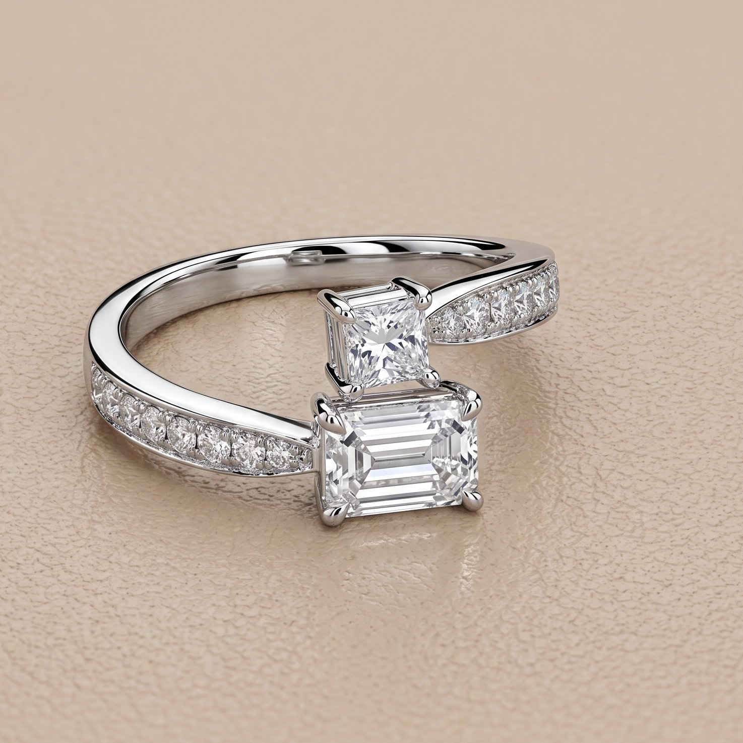 1.65 CT Emerald Cut Ring in 9K Gold/925 Silver |WOKE